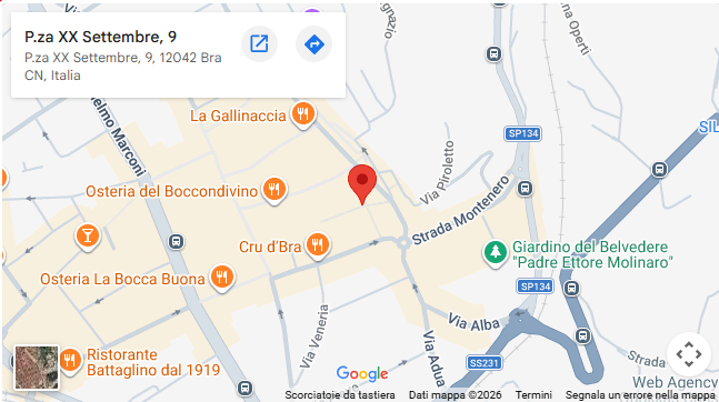 Mappa statica per raggiungere Mano Pizza Criminale a Bra